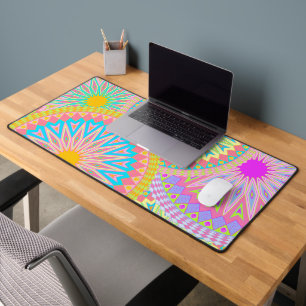 Overlappende Mandala Roze Blauw Geel Mint Paars Bureaumat