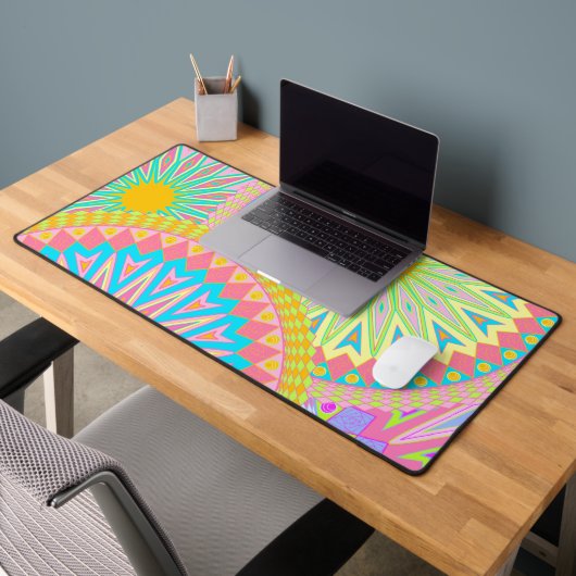 Overlappende Mandala Roze Blauw Geel Mint Paars Bureaumat (Kantoor 2)
