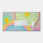 Overlappende Mandala Roze Blauw Geel Mint Paars Bureaumat (Keyboard & Muis)