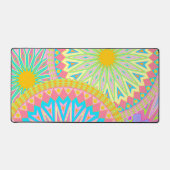Overlappende Mandala Roze Blauw Geel Mint Paars Bureaumat (Voorkant)
