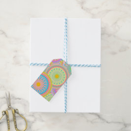 Overlappende Mandala Roze Blauw Geel Mint Paars Cadeaulabel