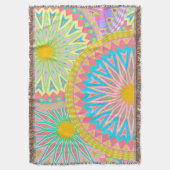 Overlappende Mandala Roze Blauw Geel Mint Paars Deken (Voorkant Verticaal)
