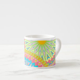 Overlappende Mandala Roze Blauw Geel Mint Paars Espresso Kop