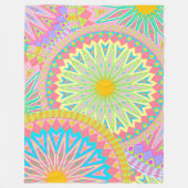 Overlappende Mandala Roze Blauw Geel Mint Paars Fleece Deken (Voorkant)