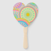 Overlappende Mandala Roze Blauw Geel Mint Paars Handwaaier (Voorkant)