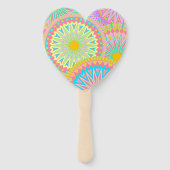 Overlappende Mandala Roze Blauw Geel Mint Paars Handwaaier (Achterkant)