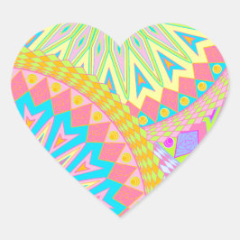 Overlappende Mandala Roze Blauw Geel Mint Paars Hart Sticker