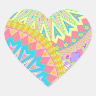 Overlappende Mandala Roze Blauw Geel Mint Paars Hart Sticker