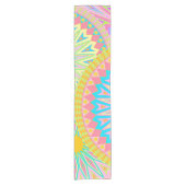 Overlappende Mandala Roze Blauw Geel Mint Paars Korte Tafelloper (Voorkant)