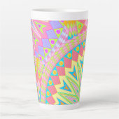 Overlappende Mandala Roze Blauw Geel Mint Paars Latte Mok (Voorkant)