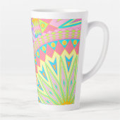 Overlappende Mandala Roze Blauw Geel Mint Paars Latte Mok (Rechts)
