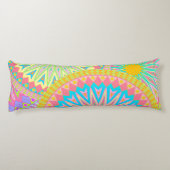 Overlappende Mandala Roze Blauw Geel Mint Paars Lichaamskussen (Achterkant)