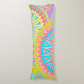 Overlappende Mandala Roze Blauw Geel Mint Paars Lichaamskussen (Voorkant Verticaal)