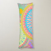Overlappende Mandala Roze Blauw Geel Mint Paars Lichaamskussen (Achterkant (Verticaal))
