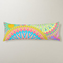 Overlappende Mandala Roze Blauw Geel Mint Paars Lichaamskussen