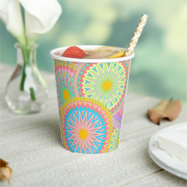 Overlappende Mandala Roze Blauw Geel Mint Paars Papieren Bekers