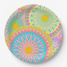 Overlappende Mandala Roze Blauw Geel Mint Paars