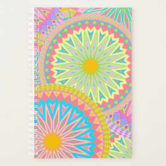 Overlappende Mandala Roze Blauw Geel Mint Paars Planner (Voorkant)