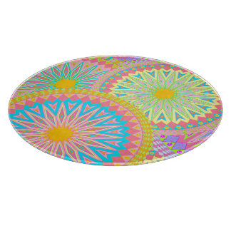 Overlappende Mandala Roze Blauw Geel Mint Paars Snijplank