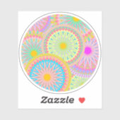 Overlappende Mandala Roze Blauw Geel Mint Paars Sticker (Vel)