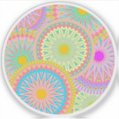 Overlappende Mandala Roze Blauw Geel Mint Paars Sticker (Voorkant)