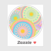 Overlappende Mandala Roze Blauw Geel Mint Paars Sticker (Vel)