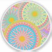 Overlappende Mandala Roze Blauw Geel Mint Paars Sticker (Voorkant)