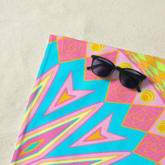 Overlappende Mandala Roze Blauw Geel Mint Paars Strandlaken