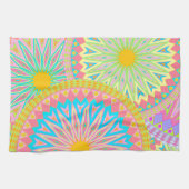 Overlappende Mandala Roze Blauw Geel Mint Paars Theedoek (Horizontaal)