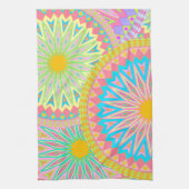 Overlappende Mandala Roze Blauw Geel Mint Paars Theedoek (Verticaal)