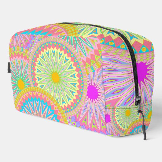 Overlappende Mandala Roze Blauw Geel Mint Paars Toilettasje (Rechterhoek)