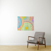 Overlappende Mandala Roze Blauw Geel Mint Paars Wandkleed (In Situ (horizontaal))