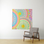Overlappende Mandala Roze Blauw Geel Mint Paars Wandkleed (In Situ (horizontaal))