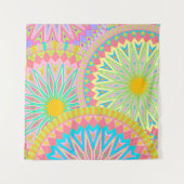 Overlappende Mandala Roze Blauw Geel Mint Paars Wandkleed (Voorkant)