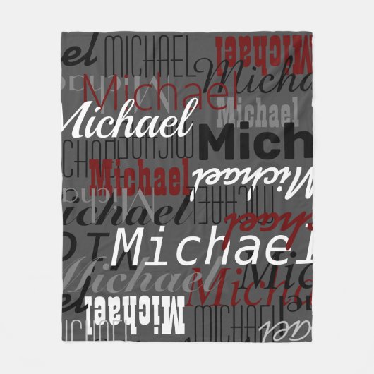 Overlappende namen all-over donkergrijs fleece deken (Voorkant)