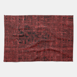 Overlappende rode kleine vierkantjes verfdrenched theedoek