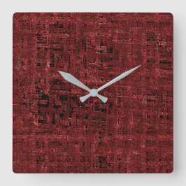 Overlappende rode kleine vierkantjes verfdrenched vierkante klok