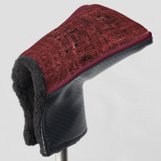Overlappende rode kleine vierkantsverf golfheadcover (3/4 voorkant)