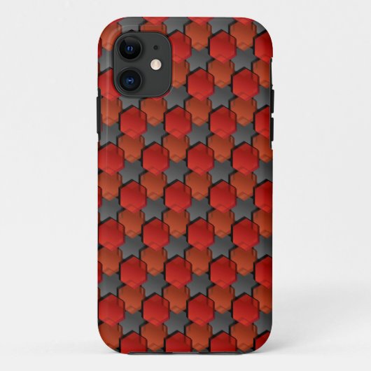 Overlappende rode zeshoeken en 'grijze ster' Case-Mate iPhone case (Achterkant)