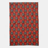 Overlappende rode zeshoeken en 'grijze ster' theedoek (Verticaal)