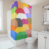 Overlappende schaal cirkels patroon douchegordijn (In situ)