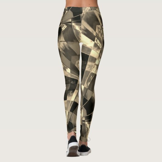 Overlappende schuine en gerafelde rechthoeken leggings (Achterkant)