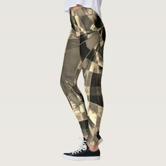 Overlappende schuine en gerafelde rechthoeken leggings (Links)