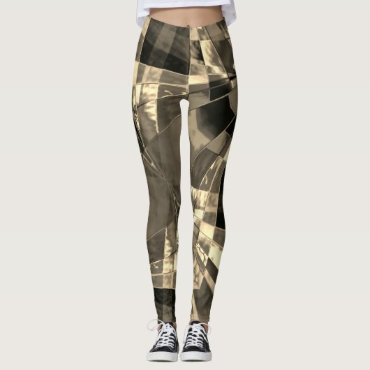 Overlappende schuine en gerafelde rechthoeken leggings (Voorkant)