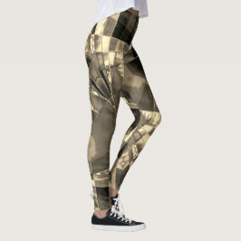 Overlappende schuine en gerafelde rechthoeken leggings