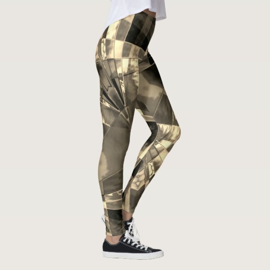Overlappende schuine en gerafelde rechthoeken leggings (Rechts)