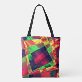 Overlappende schuine en gerafelde rechthoeken tote bag (Achterkant)