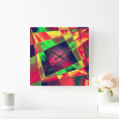 Overlappende schuine en gerafelde rechthoeken vierkante klok (Huis)