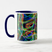 Overlappende tapachtige krommen, kleurrijke neonve mok (Links)