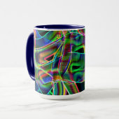 Overlappende tapachtige krommen, kleurrijke neonve mok (Voorkant links)